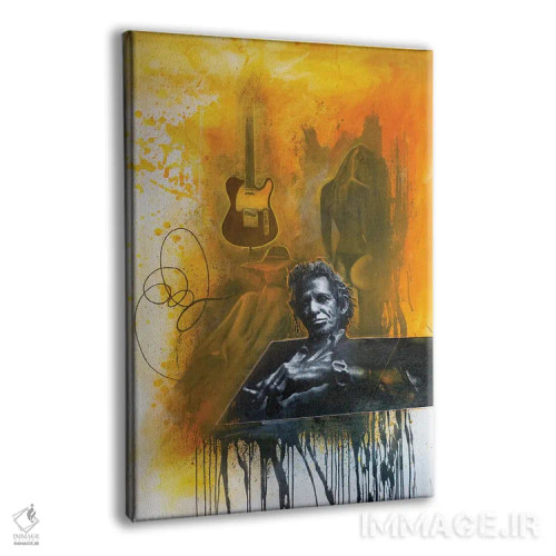 تابلو کیت ریچاردز از رولینگ استونز، گیتار و خانمهایش اثر مایکل اندرو لاو چوک یوئی - نمای پرسپکتیو محصول