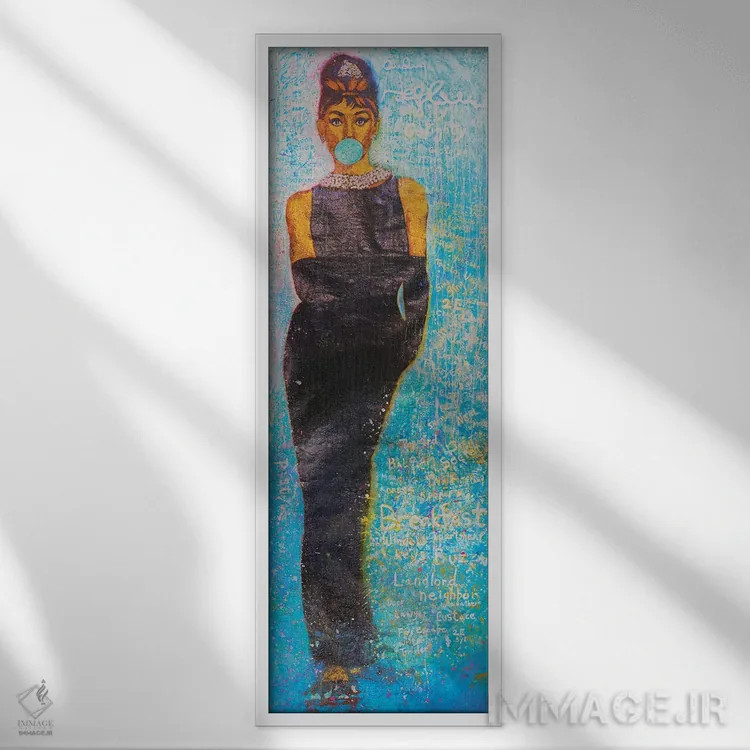 تابلو صبحانه در تیفانی با حضور باد فریکر، بلیک ادواردز و آدری هپبورن (فیلم کلاسیک) اثر مایکل اندرو لاو چوک یوئی - نمای قابدار سفید