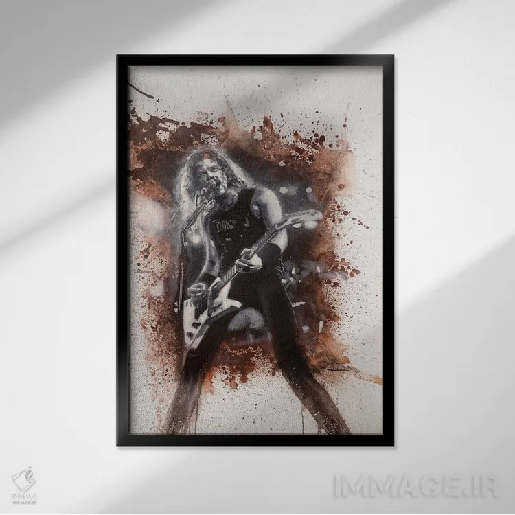 تابلو متالیکا (گروه موسیقی) اثر مایکل اندرو لاو چوک یوئی - نمای قابدار مشکی