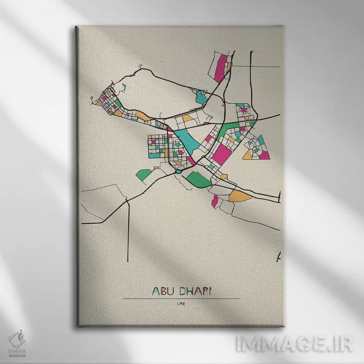تابلو نقشه ابوظبی، امارات متحده عربی اثر آیشه دنیز آکِرمان - نمای روبهرو روی دیوار