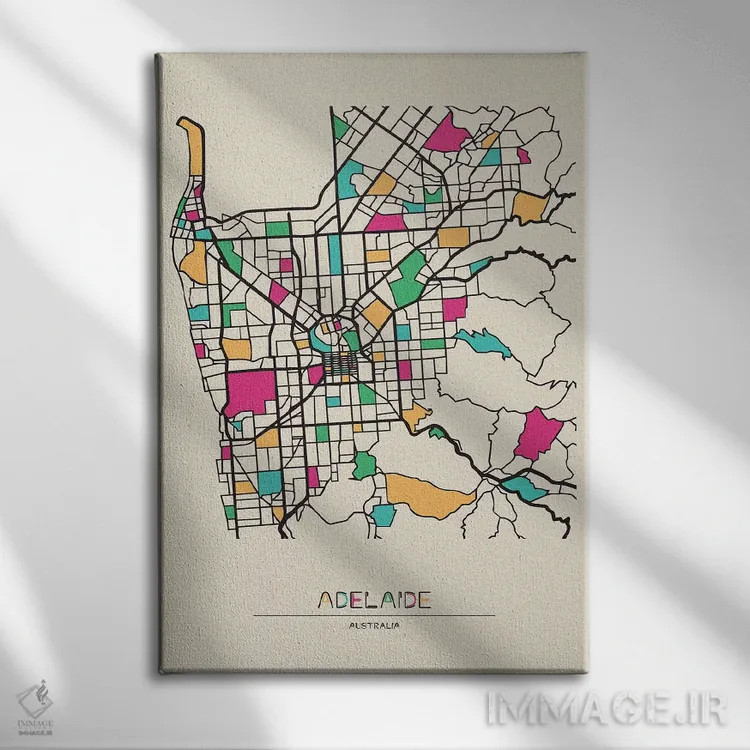 تابلو نقشه آدلاید، استرالیا اثر آیشه دنیز آکِرمان - نمای روبهرو روی دیوار