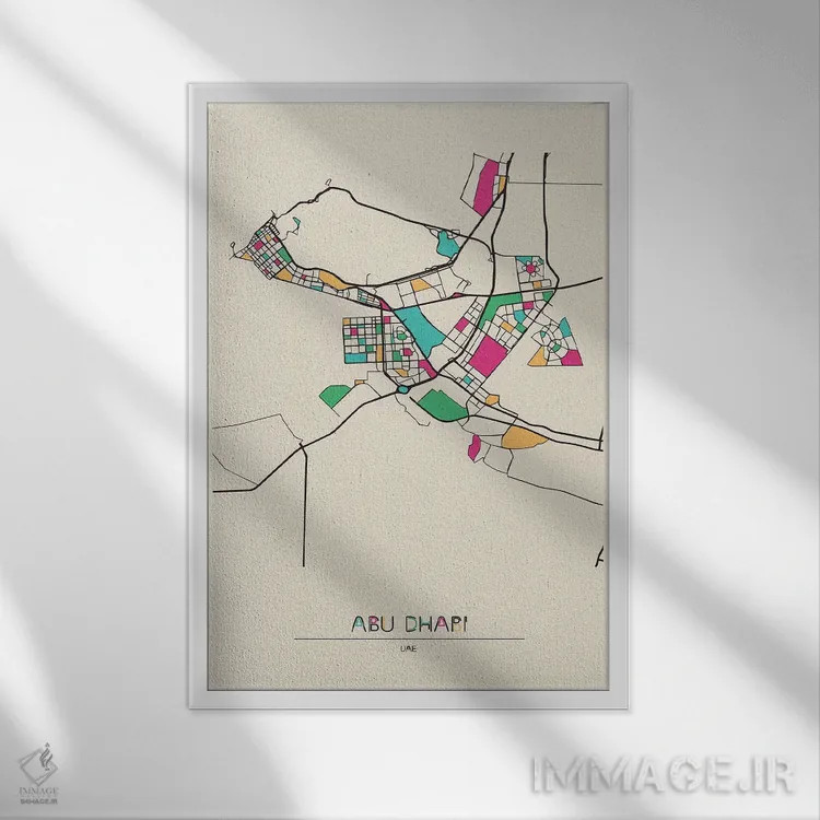 تابلو نقشه ابوظبی، امارات متحده عربی اثر آیشه دنیز آکِرمان - نمای قابدار سفید