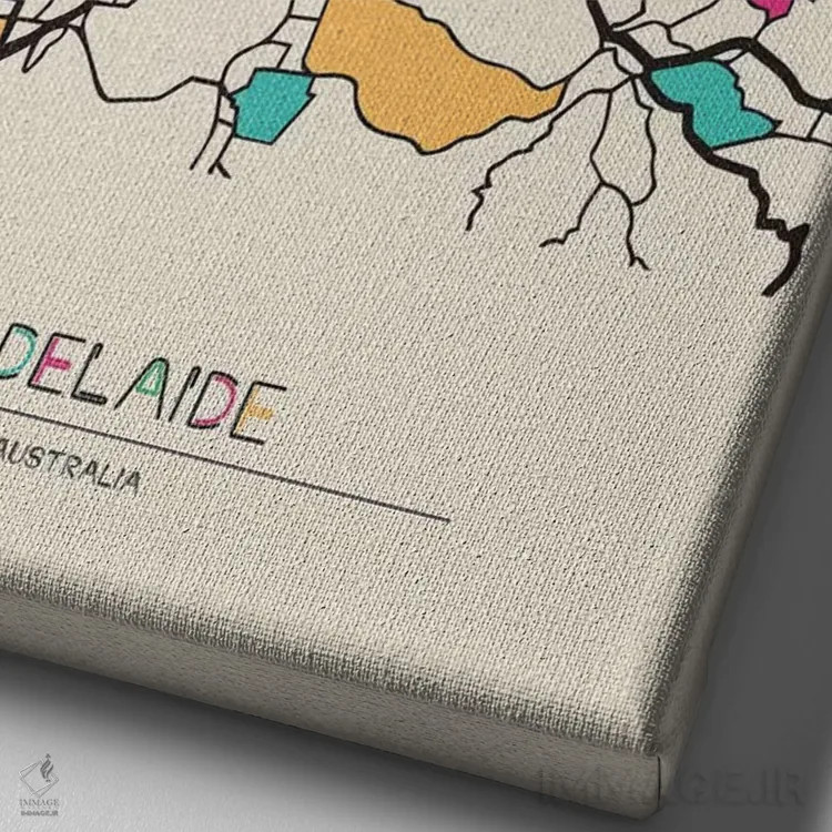 تابلو نقشه آدلاید، استرالیا اثر آیشه دنیز آکِرمان - نمای نزدیک بافت بوم