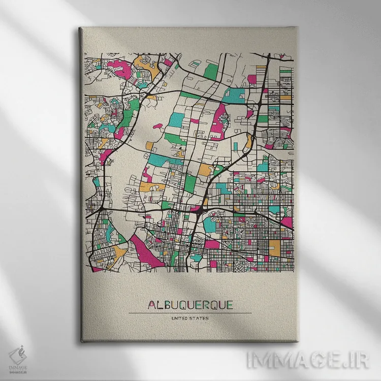 تابلو نقشه آلبوکرکی، نیومکزیکو اثر آیشه دنیز آکِرمان - نمای روبهرو روی دیوار