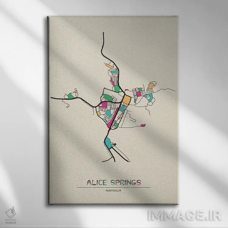 تابلو نقشه آلیس اسپرینگز، استرالیا اثر آیشه دنیز آکِرمان - نمای روبهرو روی دیوار