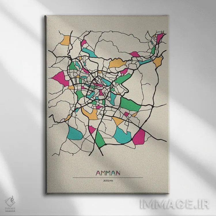 تابلو نقشه امان، اردن اثر آیشه دنیز آکِرمان - نمای روبهرو روی دیوار