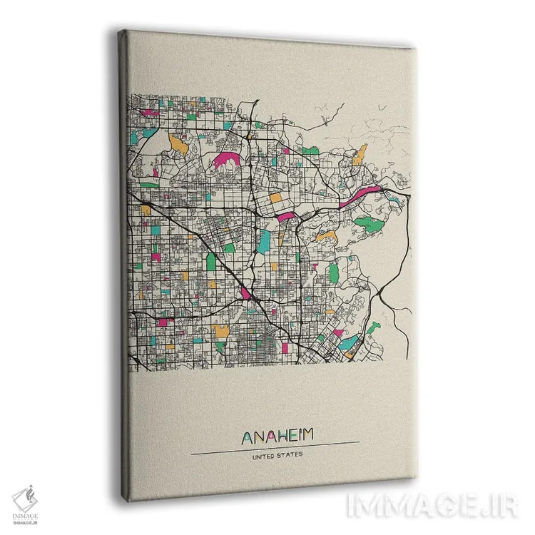 تابلو نقشه آناهیم، کالیفرنیا اثر آیشه دنیز آکِرمان - نمای پرسپکتیو محصول