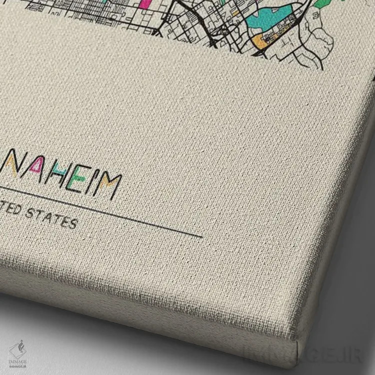 تابلو نقشه آناهیم، کالیفرنیا اثر آیشه دنیز آکِرمان - نمای نزدیک بافت بوم