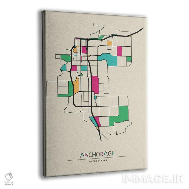 تابلو نقشه انکوریج، آلاسکا اثر آیشه دنیز آکِرمان - نمای پرسپکتیو محصول