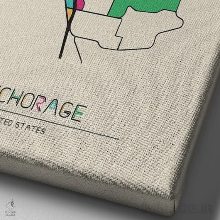 تابلو نقشه انکوریج، آلاسکا اثر آیشه دنیز آکِرمان - نمای نزدیک بافت بوم