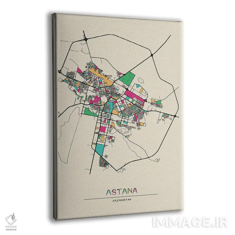 تابلو نقشه آستانه، قزاقستان اثر آیشه دنیز آکِرمان - نمای پرسپکتیو محصول
