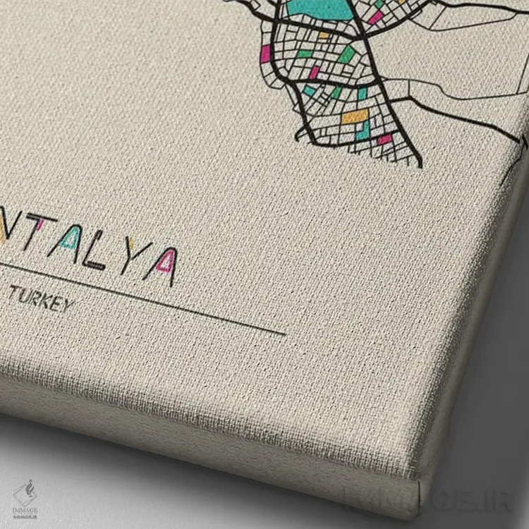 تابلو نقشه آنتالیا، ترکیه اثر آیشه دنیز آکِرمان - نمای نزدیک بافت بوم