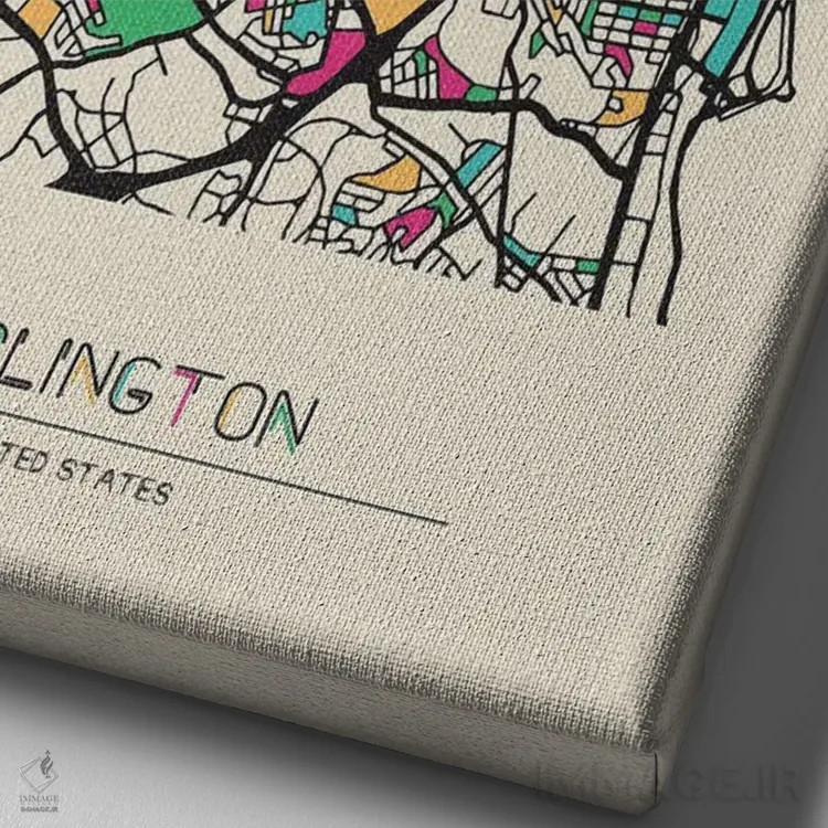 تابلو نقشه شهرستان آرلینگتون، ویرجینیا اثر آیشه دنیز آکِرمان - نمای نزدیک بافت بوم