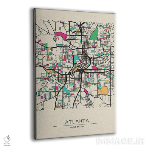 تابلو نقشه آتلانتا، جورجیا اثر آیشه دنیز آکِرمان - نمای پرسپکتیو محصول
