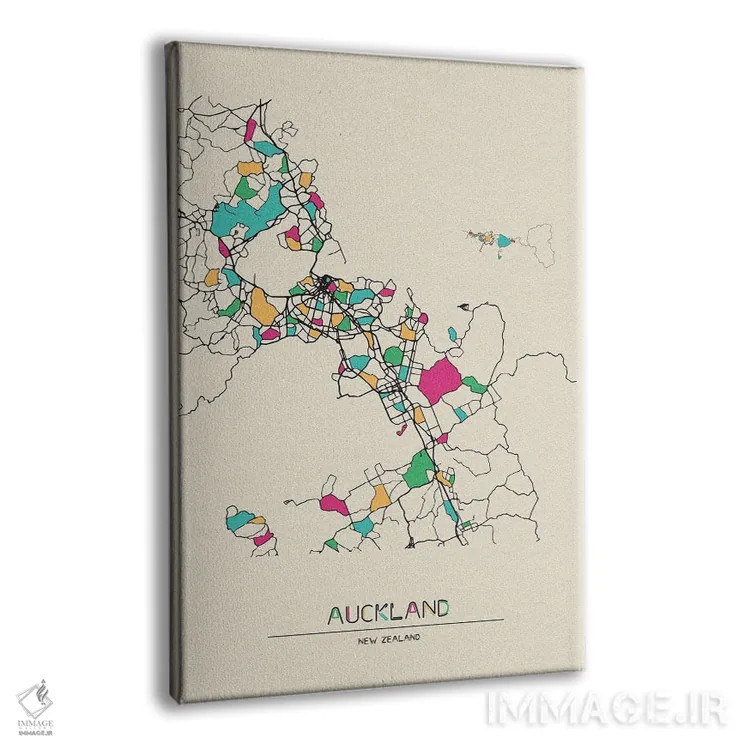 تابلو نقشه آوکلند، نیوزیلند اثر آیشه دنیز آکِرمان - نمای پرسپکتیو محصول