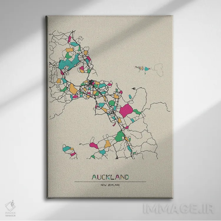 تابلو نقشه آوکلند، نیوزیلند اثر آیشه دنیز آکِرمان - نمای روبهرو روی دیوار