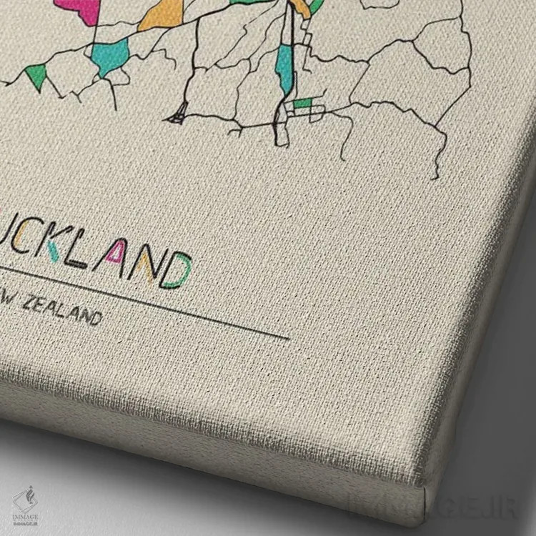 تابلو نقشه آوکلند، نیوزیلند اثر آیشه دنیز آکِرمان - نمای نزدیک بافت بوم