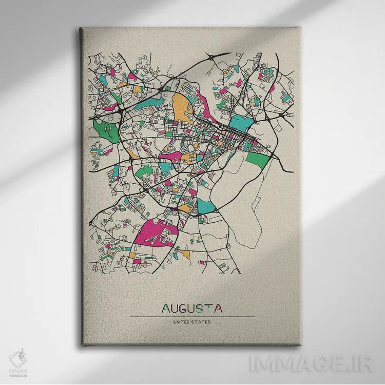 تابلو نقشه آگوستا، جورجیا اثر آیشه دنیز آکِرمان - نمای روبهرو روی دیوار