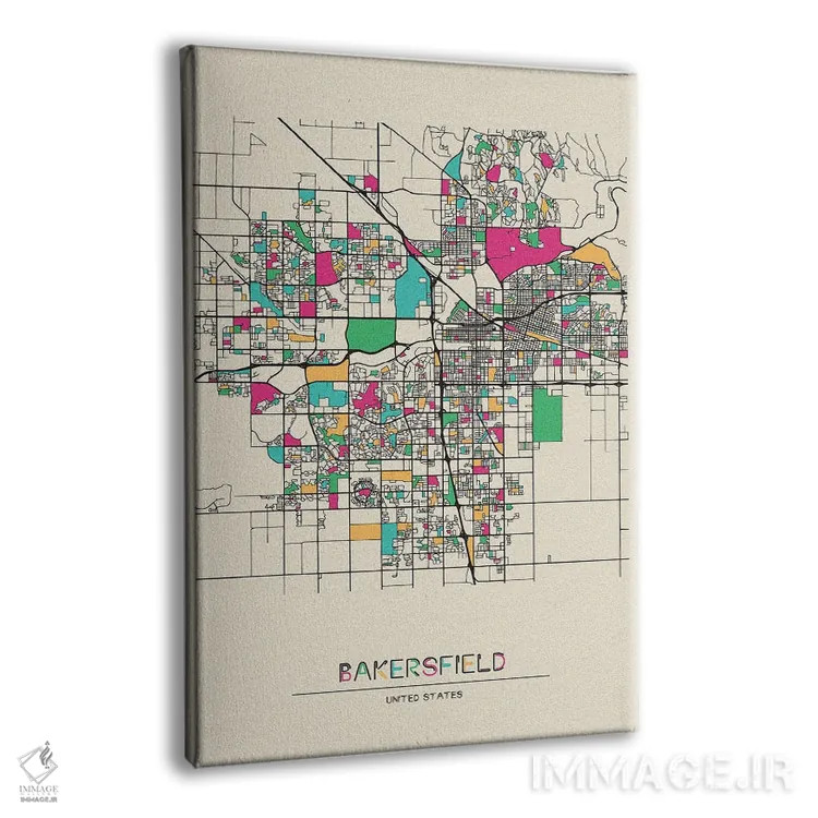 تابلو نقشه بیکرزفیلد، کالیفرنیا اثر آیشه دنیز آکِرمان - نمای پرسپکتیو محصول