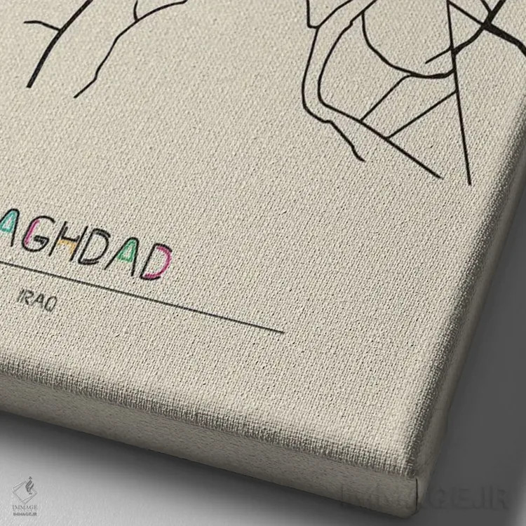 تابلو نقشه بغداد، عراق اثر آیشه دنیز آکِرمان - نمای نزدیک بافت بوم