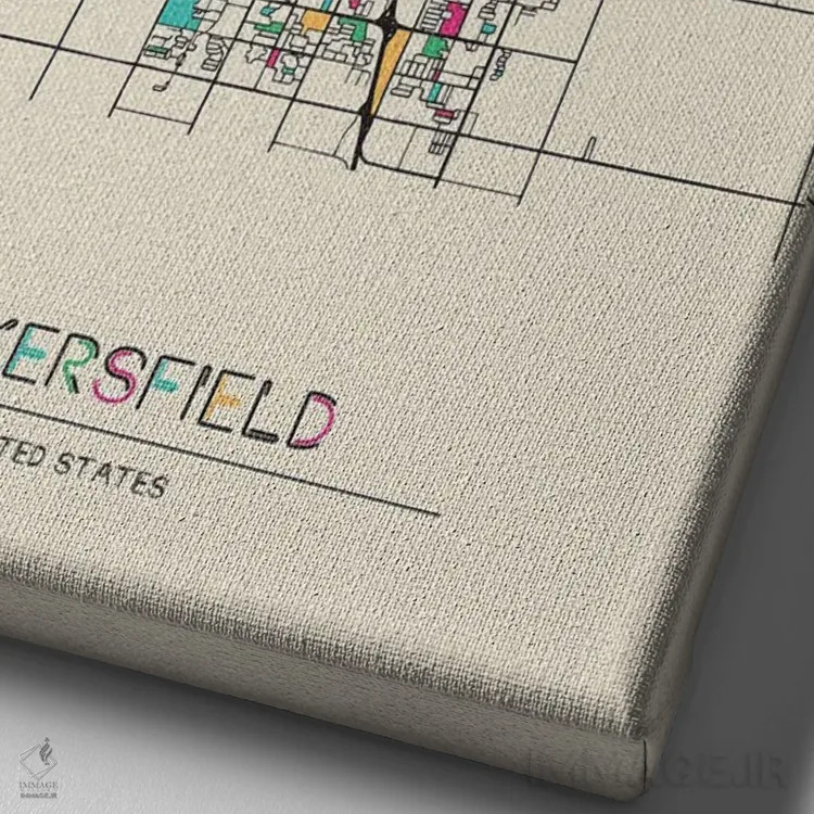 تابلو نقشه بیکرزفیلد، کالیفرنیا اثر آیشه دنیز آکِرمان - نمای نزدیک بافت بوم