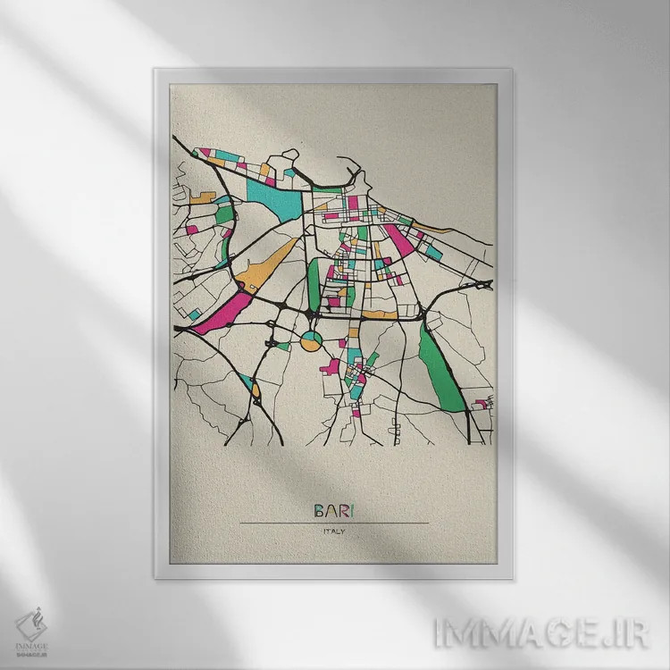 تابلو نقشه باری، ایتالیا اثر آیشه دنیز آکِرمان - نمای قابدار سفید