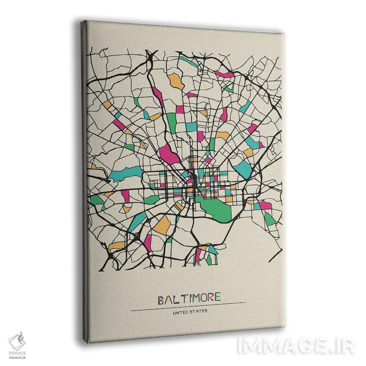تابلو نقشه بالتیمور، مریلند اثر آیشه دنیز آکِرمان - نمای پرسپکتیو محصول
