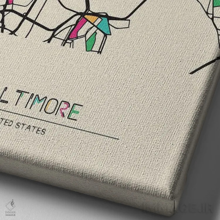 تابلو نقشه بالتیمور، مریلند اثر آیشه دنیز آکِرمان - نمای نزدیک بافت بوم