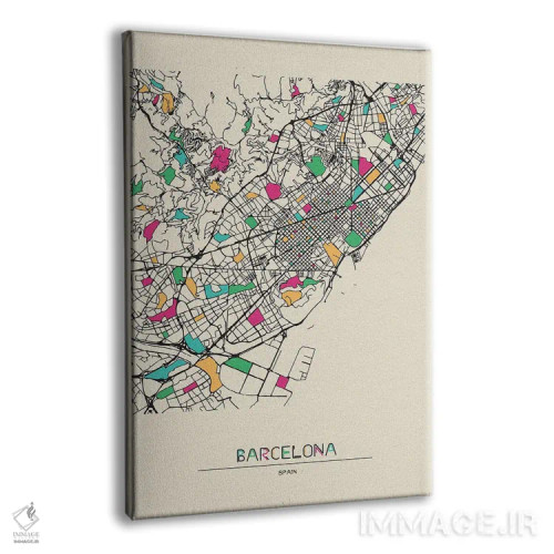 تابلو نقشه بارسلون، اسپانیا اثر آیشه دنیز آکِرمان - نمای پرسپکتیو محصول