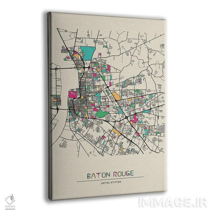 تابلو نقشه باتون روژ، لوئیزیانا اثر آیشه دنیز آکِرمان - نمای پرسپکتیو محصول