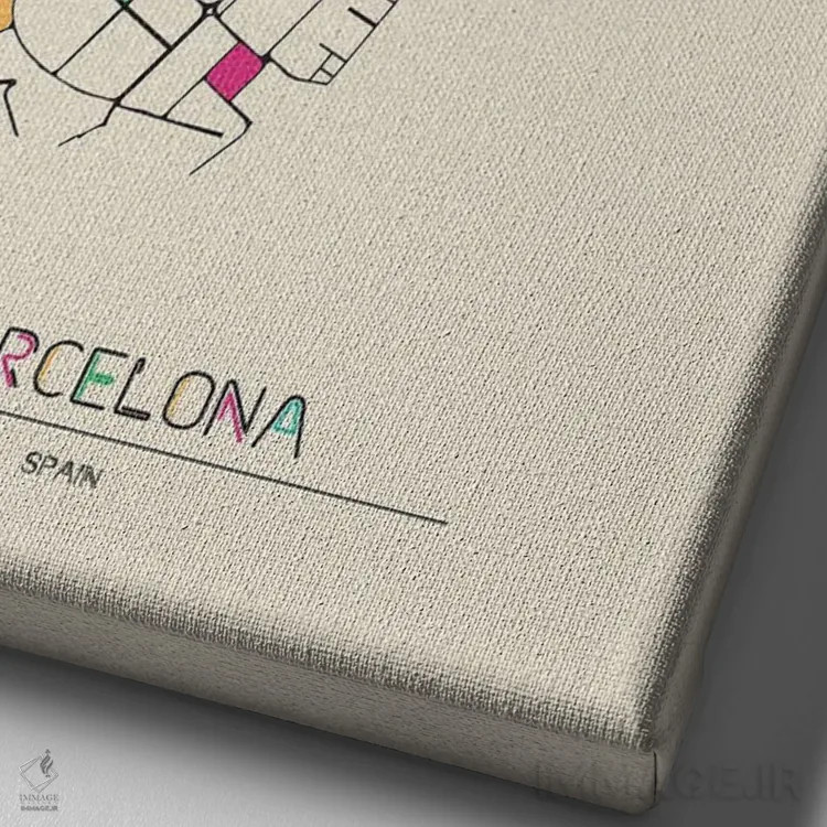 تابلو نقشه بارسلون، اسپانیا اثر آیشه دنیز آکِرمان - نمای نزدیک بافت بوم
