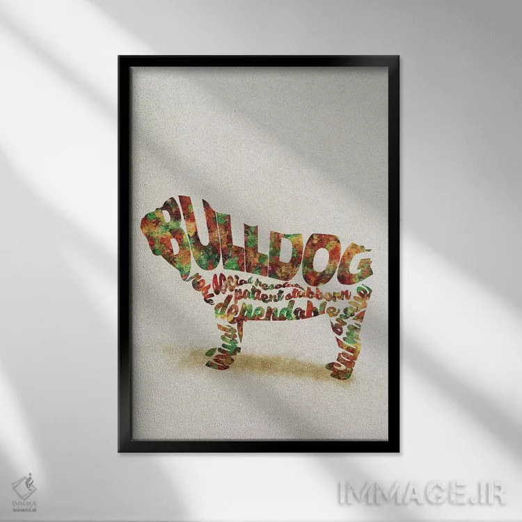 تابلو بولداگ بریتانیایی (نژاد سگ) اثر آیشه دنیز آکِرمان - نمای قابدار مشکی