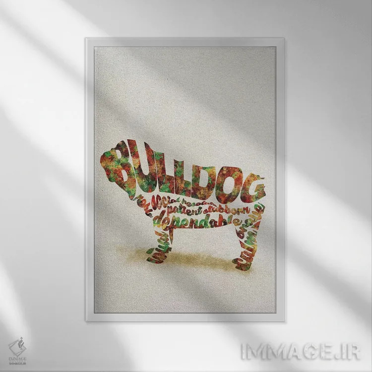 تابلو بولداگ بریتانیایی (نژاد سگ) اثر آیشه دنیز آکِرمان - نمای قابدار سفید