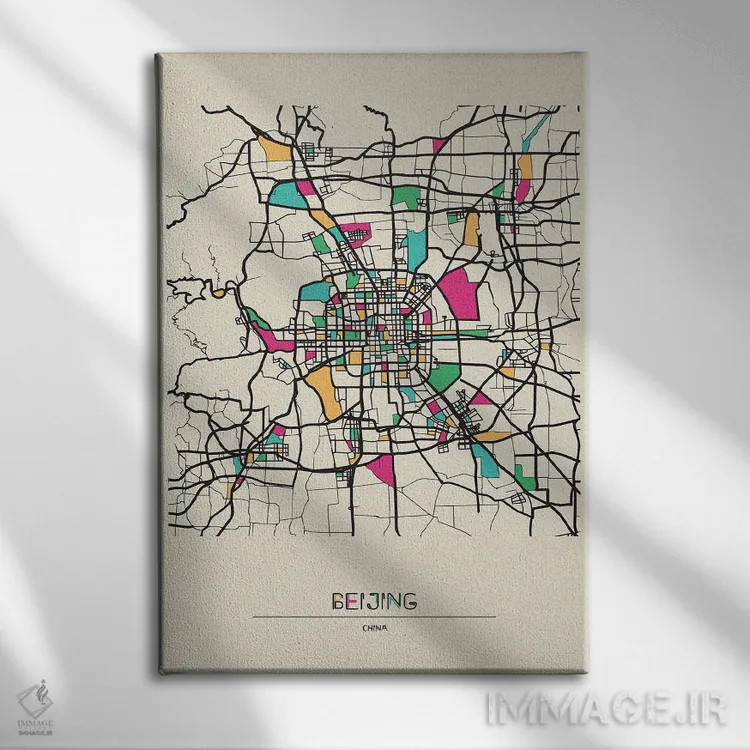 تابلو نقشه پکن، چین اثر آیشه دنیز آکِرمان - نمای روبهرو روی دیوار