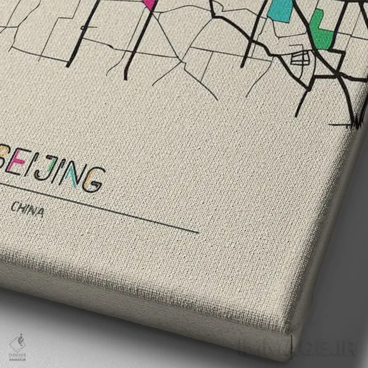 تابلو نقشه پکن، چین اثر آیشه دنیز آکِرمان - نمای نزدیک بافت بوم