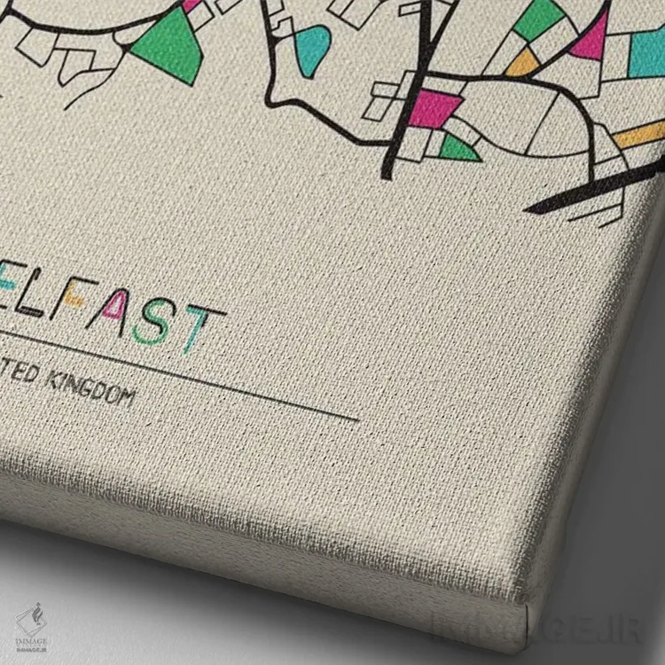 تابلو نقشه بلفاست، بریتانیا اثر آیشه دنیز آکِرمان - نمای نزدیک بافت بوم