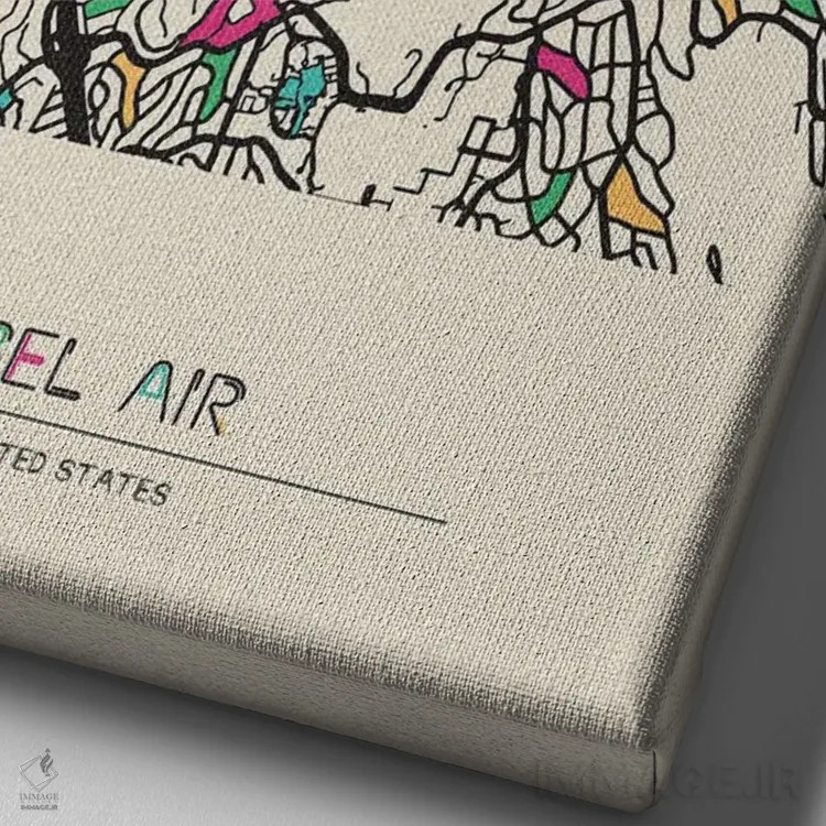 تابلو نقشه بل ایر، کالیفرنیا اثر آیشه دنیز آکِرمان - نمای نزدیک بافت بوم