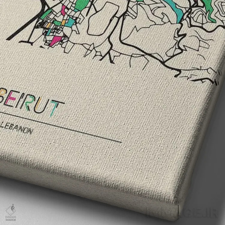 تابلو نقشه بیروت، لبنان اثر آیشه دنیز آکِرمان - نمای نزدیک بافت بوم