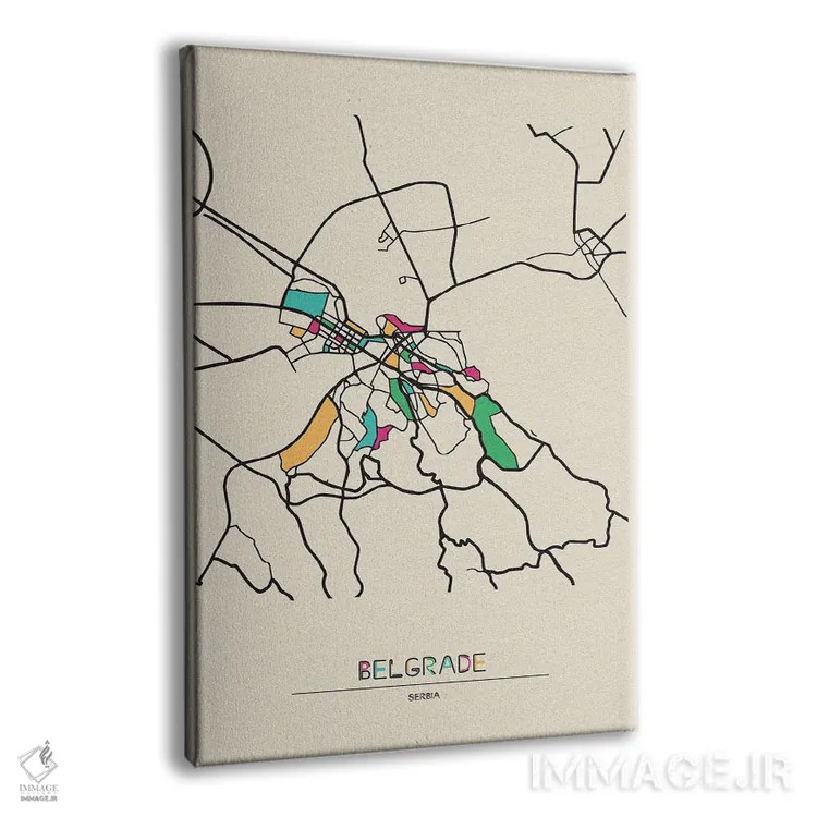 تابلو نقشه بلگراد، صربستان اثر آیشه دنیز آکِرمان - نمای پرسپکتیو محصول