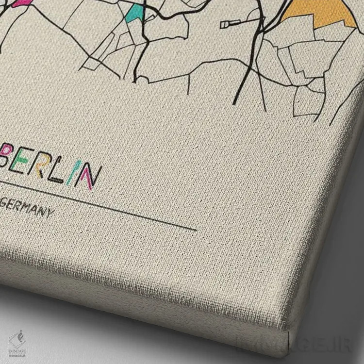 تابلو نقشه برلین، آلمان اثر آیشه دنیز آکِرمان - نمای نزدیک بافت بوم