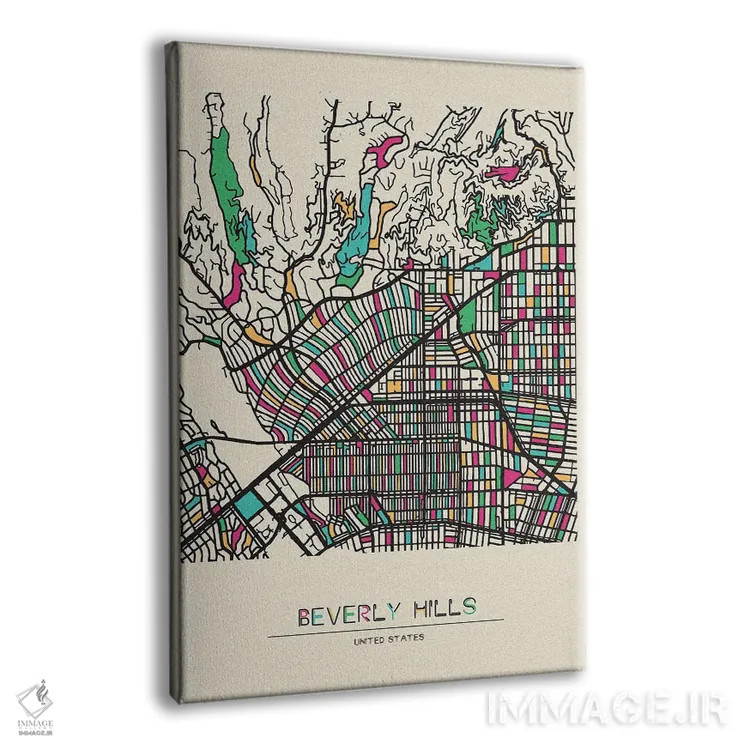 تابلو نقشه بورلی هیلز، کالیفرنیا اثر آیشه دنیز آکِرمان - نمای پرسپکتیو محصول