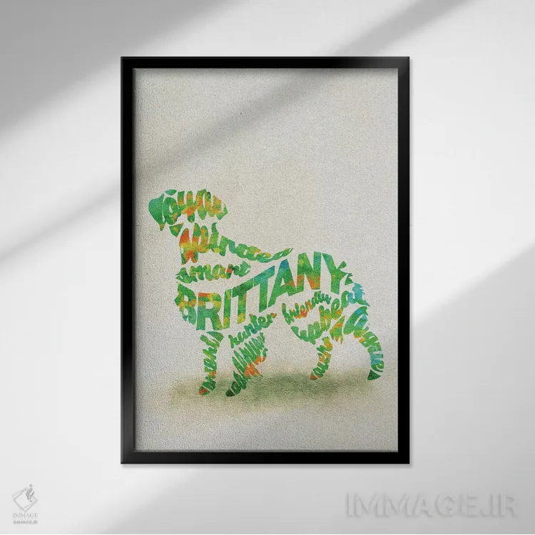 تابلو بریتن اسپانیل (نژاد سگ) اثر آیشه دنیز آکِرمان - نمای قابدار مشکی