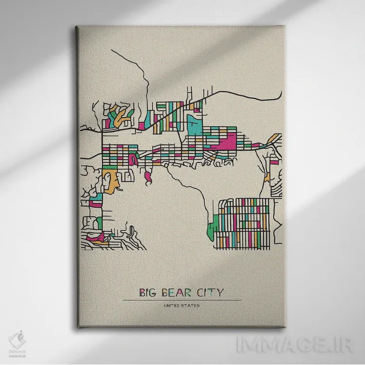 تابلو نقشه شهر بیگ بر، کالیفرنیا اثر آیشه دنیز آکِرمان - نمای روبهرو روی دیوار
