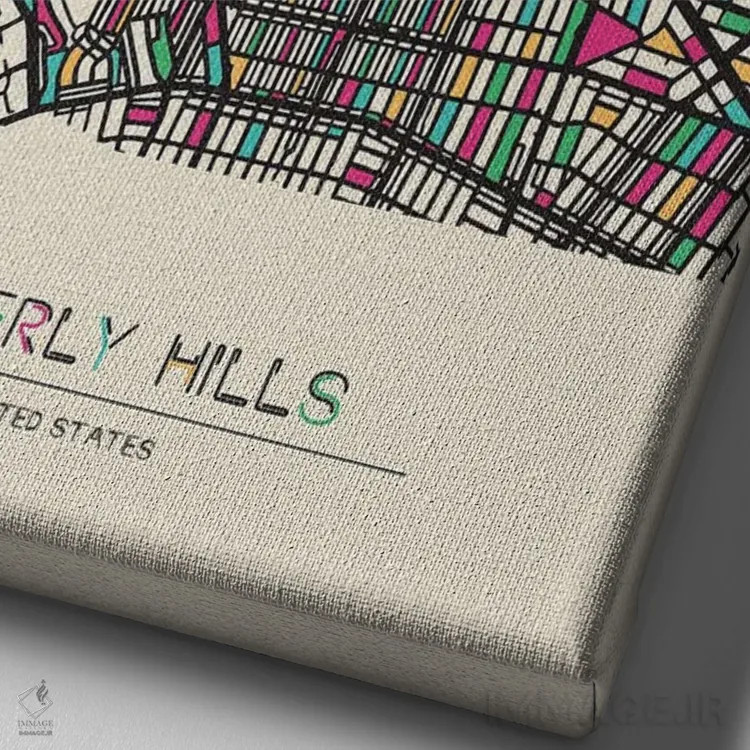 تابلو نقشه بورلی هیلز، کالیفرنیا اثر آیشه دنیز آکِرمان - نمای نزدیک بافت بوم