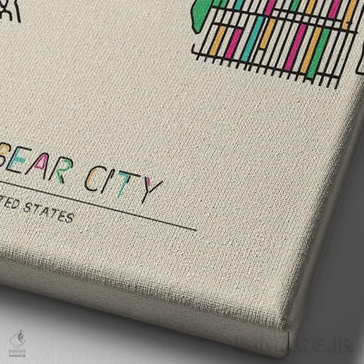 تابلو نقشه شهر بیگ بر، کالیفرنیا اثر آیشه دنیز آکِرمان - نمای نزدیک بافت بوم