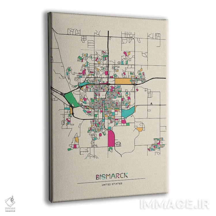 تابلو نقشه بیزمارک، داکوتای شمالی اثر آیشه دنیز آکِرمان - نمای پرسپکتیو محصول