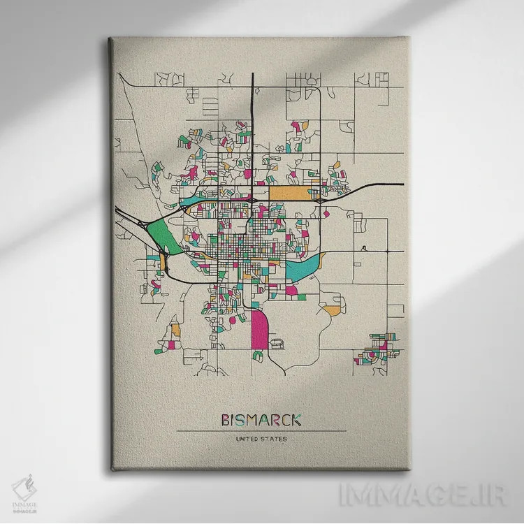 تابلو نقشه بیزمارک، داکوتای شمالی اثر آیشه دنیز آکِرمان - نمای روبهرو روی دیوار