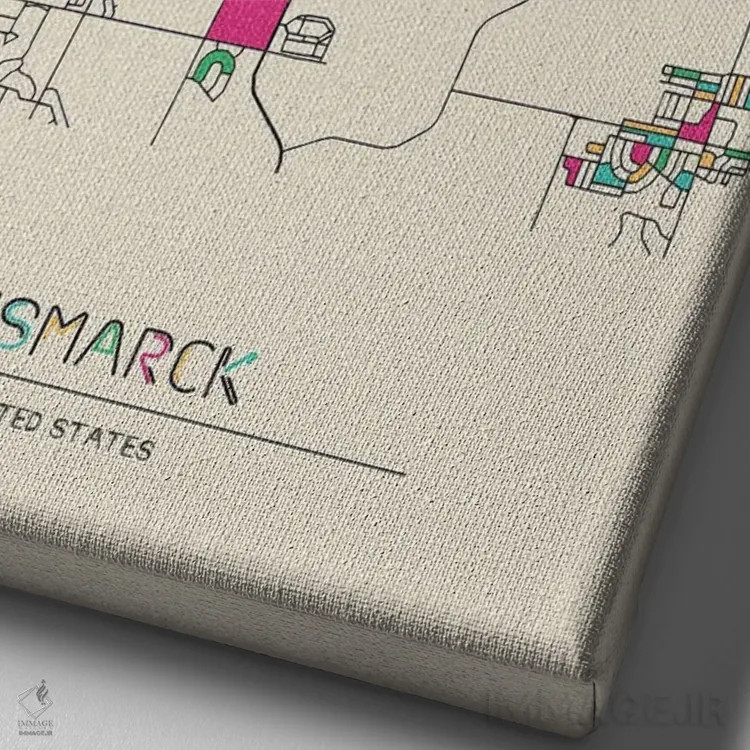 تابلو نقشه بیزمارک، داکوتای شمالی اثر آیشه دنیز آکِرمان - نمای نزدیک بافت بوم