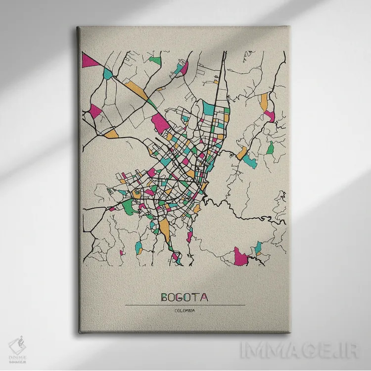 تابلو نقشه بوگوتا، کلمبیا اثر آیشه دنیز آکِرمان - نمای روبهرو روی دیوار