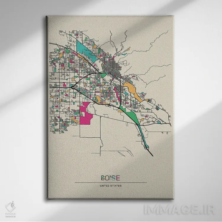 تابلو نقشه بویزی، آیداهو اثر آیشه دنیز آکِرمان - نمای روبهرو روی دیوار